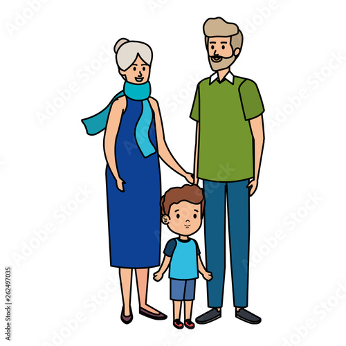 cute grand parents couple with grandson