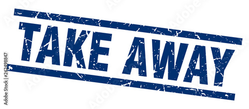 square grunge blue take away stamp