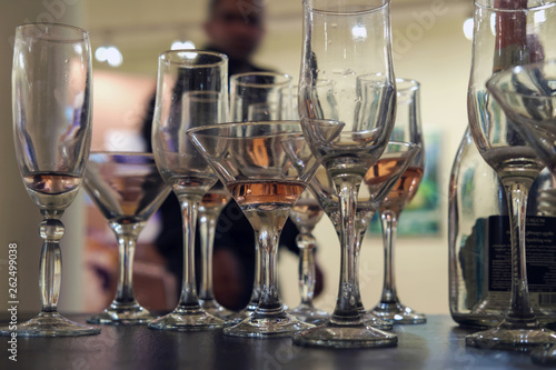 Left overs of shampagne in the glasses photo