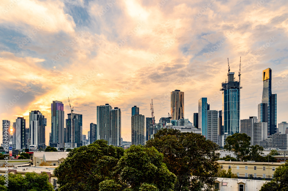 Melbourne City Skyline Afternoon