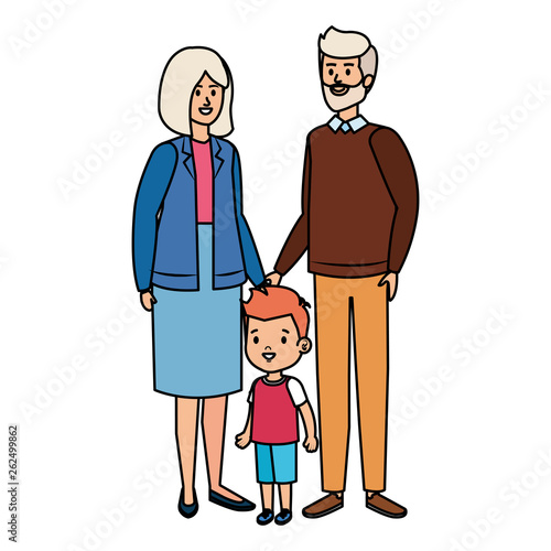 cute grand parents couple with grandson