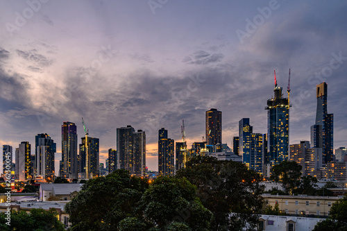 Melbourne City Skyline at After Sunset