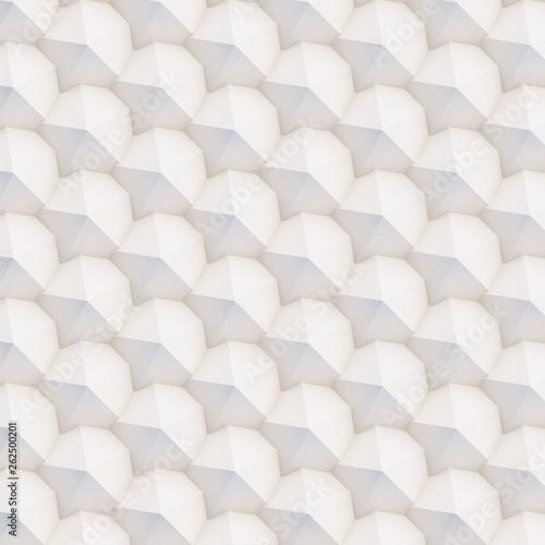 Fototapeta Naklejka Na Ścianę i Meble -  3D pattern made of white and beige geometric shapes, creative background or wallpaper surface made of light and shadow. Futuristic seamless decorative abstract texture design, simple graphic elements