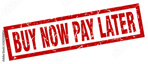 square grunge red buy now pay later stamp