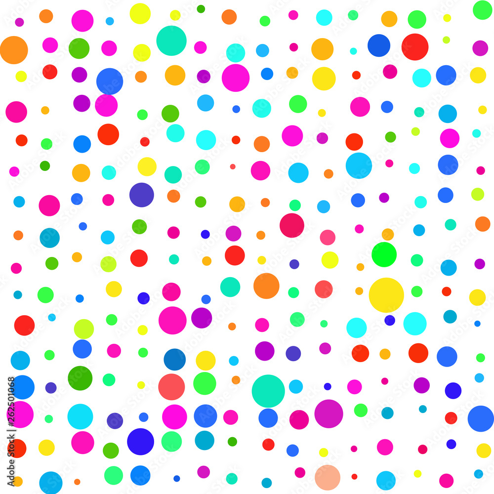 Multicolored circles on a white background.       