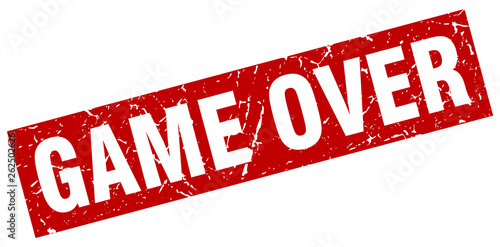 square grunge red game over stamp
