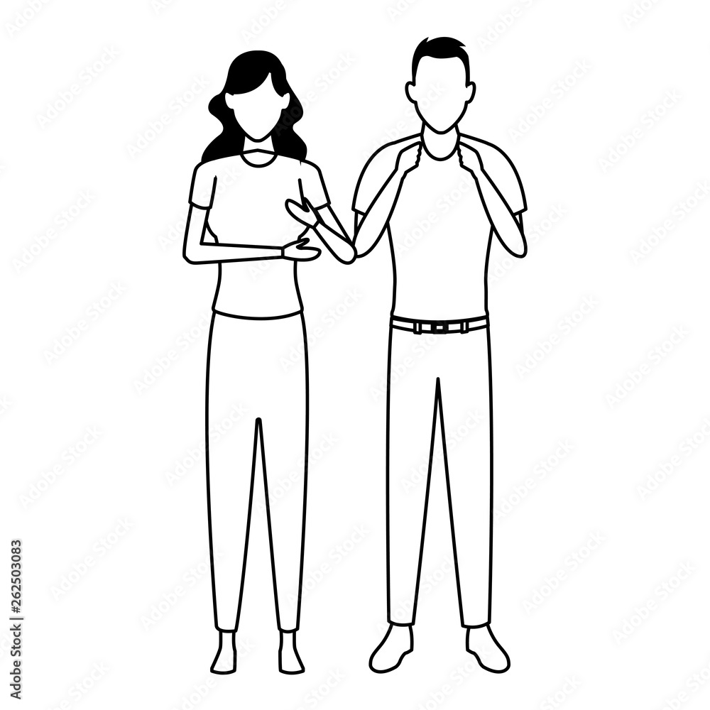 couple avatar cartoon character black and white couple avatar cartoon character black and white