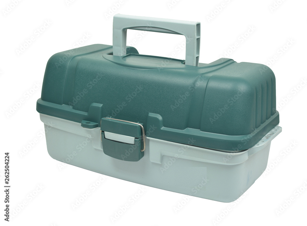 Box for fishing lures on white background Box for fishing lures on white background