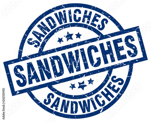 sandwiches blue round grunge stamp