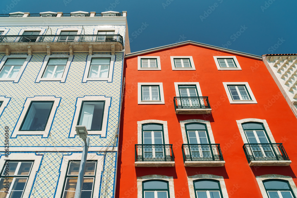Fototapeta premium Colorful Apartment Building Facade In Lisbon, Portugal