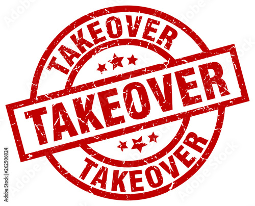 takeover round red grunge stamp