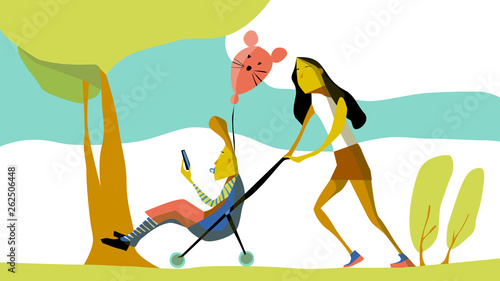 Man weared as baby vector illustration concept