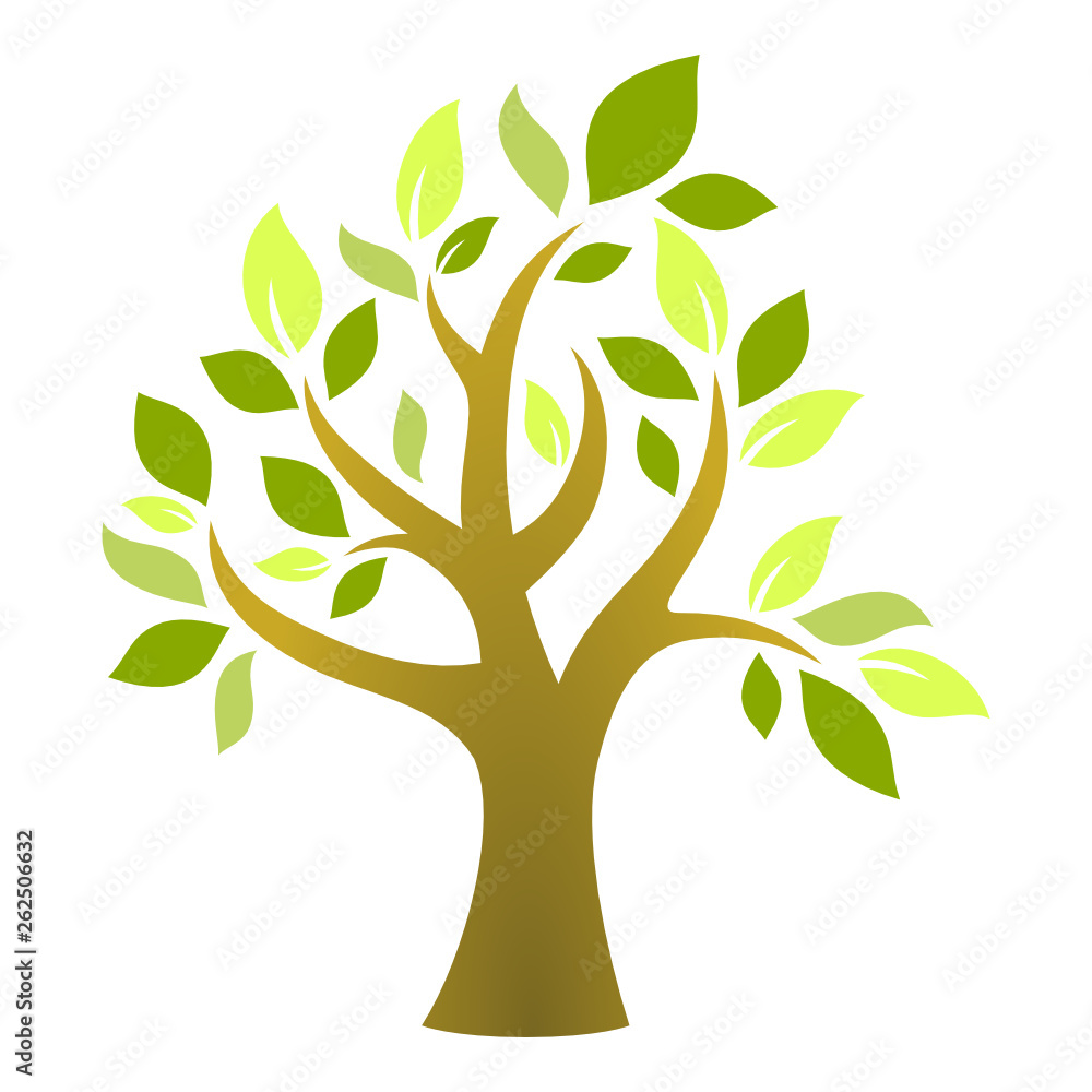Obraz premium Tree with leaves symbol vector, simple and flat design, minimalist style.