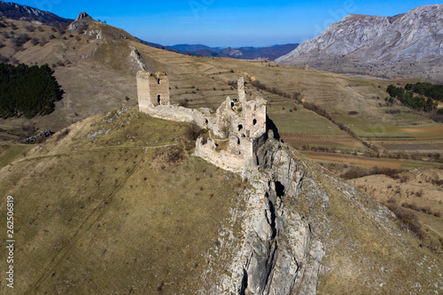 Aerial view of the medieval fortress of Coltesti photo