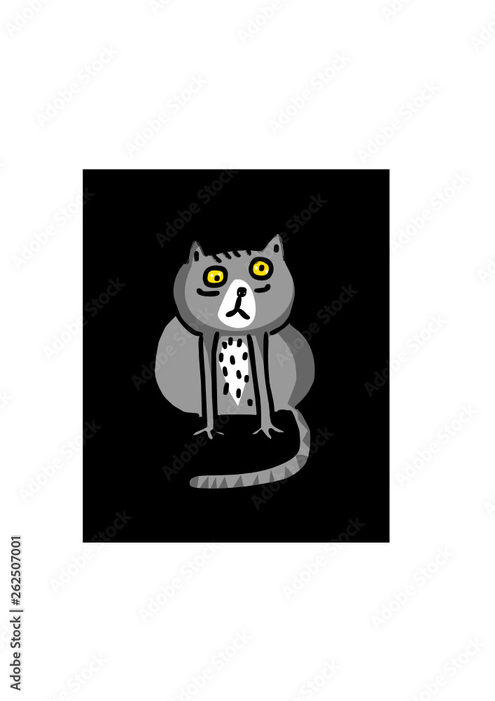 Obraz premium Funny cute cat in cartoon style. Vector illustration. 