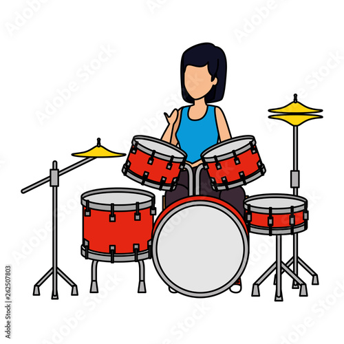 woman playing battery drums