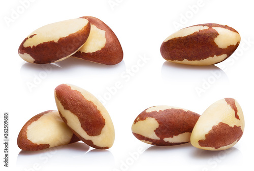 Collection of delicious brazil nuts, isolated on white background
