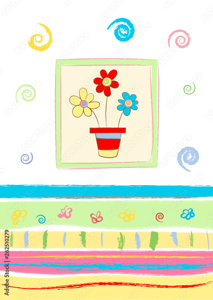 Greeting card with bright flowers. Greeting card with bright flowers.