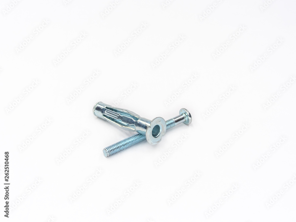 Zinc plated easyfix hollow wall anchor plug with metric thread screw on white. Zinc plated easyfix hollow wall anchor plug with metric thread screw on white.