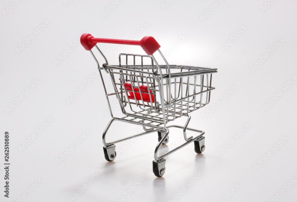 Shopping trolley isolated on white background