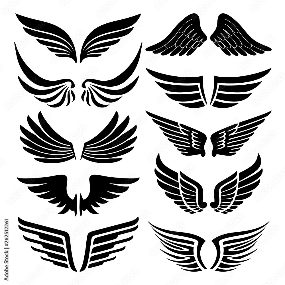 Wings Tattoo Silhouette Stock Vector | Adobe Stock