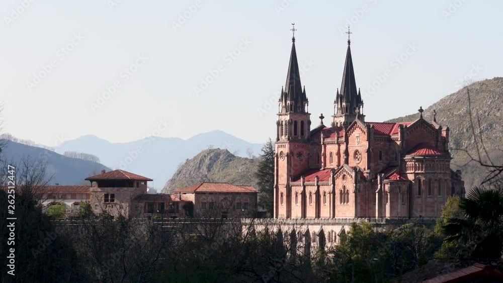Covadonga Basilica against mountains of Picos de Europa, spanish National Park. Covadonga Basilica against mountains of Picos de Europa, spanish National Park.