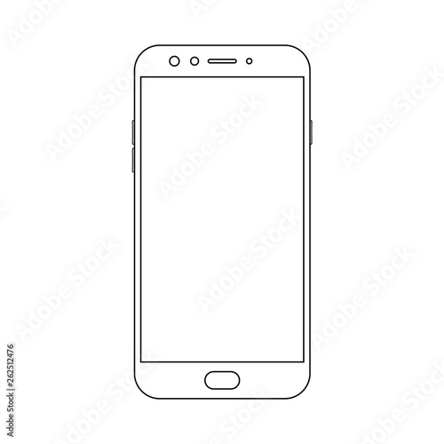  Smartphone Outline. Smartphone front view outline vector. Smartphone blank screen front view. 