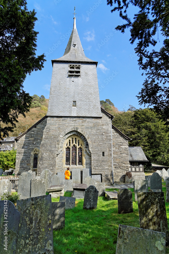 Saint Twrog's Church in Maentwrog, county Gwynedd, Snowdonia National Park, Wales UK