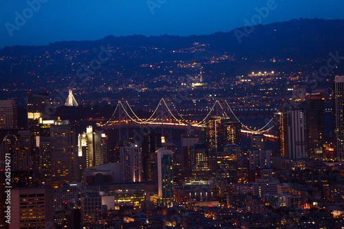 Oakland Bay Bridge in San Francisco at night