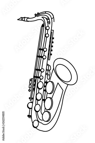saxophone icon cartoon black and white