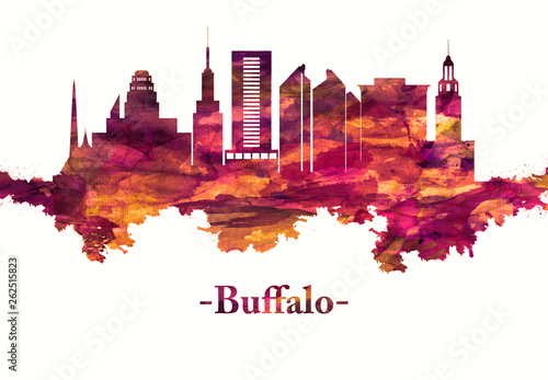 Buffalo New York skyline in Red