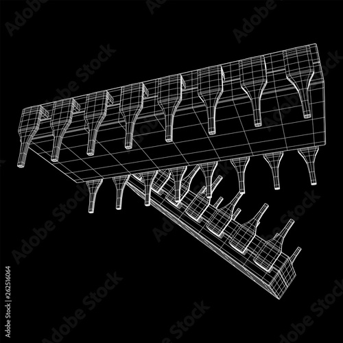 Microchip quantum processor  micro-processor with board electronic CPU wireframe low poly mesh vector illustration