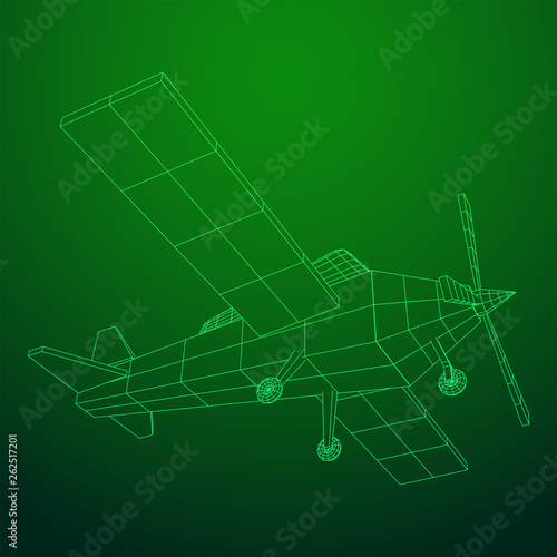 Plane Abstract polygonal wireframe airplane. Travel aircraft  tourism and vacation concept. Wireframe low poly mesh vector illustration