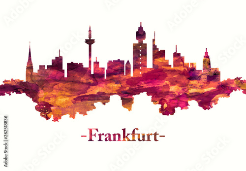 Frankfurt Germany skyline in red