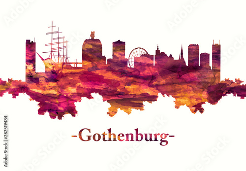 Gothenburg Sweden skyline in red photo