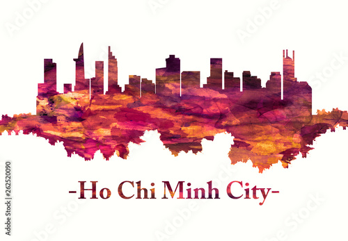 Ho Chi Minh City Vietnam skyline in red