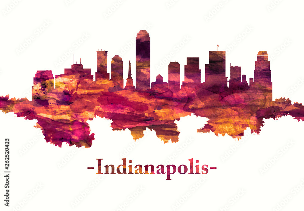 Indianapolis Indiana skyline in red