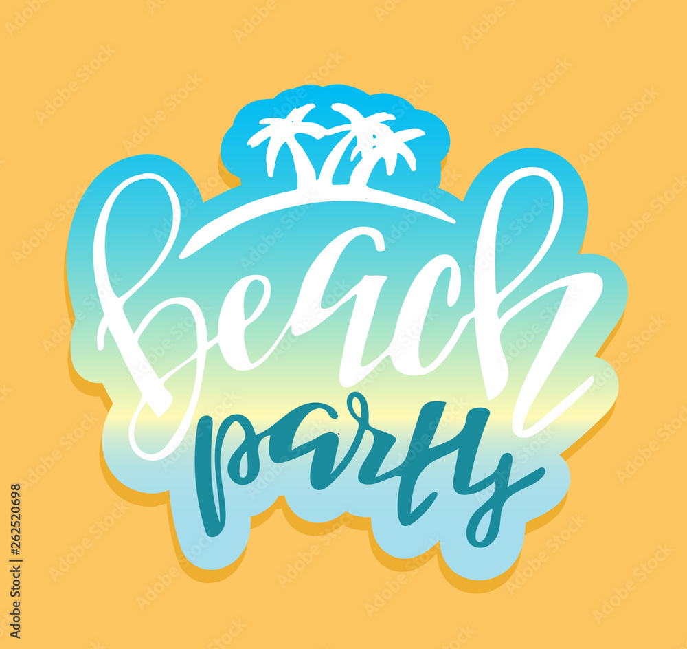 Beach Party Bar Lettering Label Banner