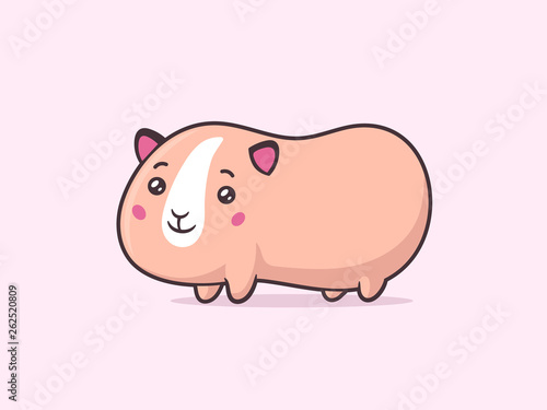 Cute guinea pig vector kawaii cartoon illustration