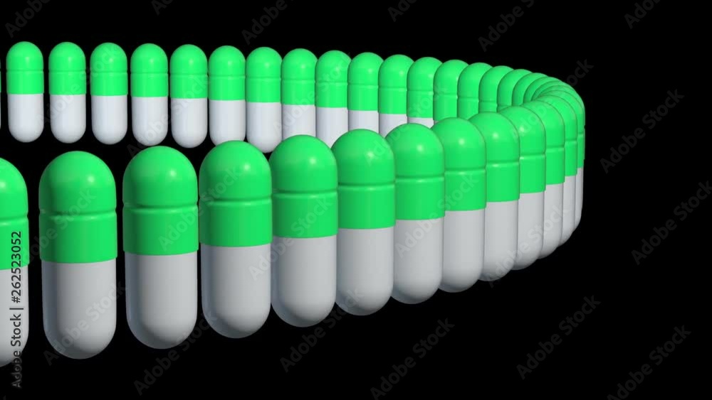 Drug moving in row. Pharmaceutical medicine production pills. Video available in FullHD FullHD render footage on black screen Drug moving in row. Pharmaceutical medicine production pills. Video available in FullHD FullHD render footage on black screen