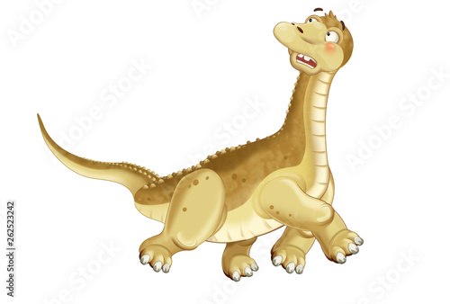 cartoon dinosaur diplodocus apatosaurus illustration for children © honeyflavour