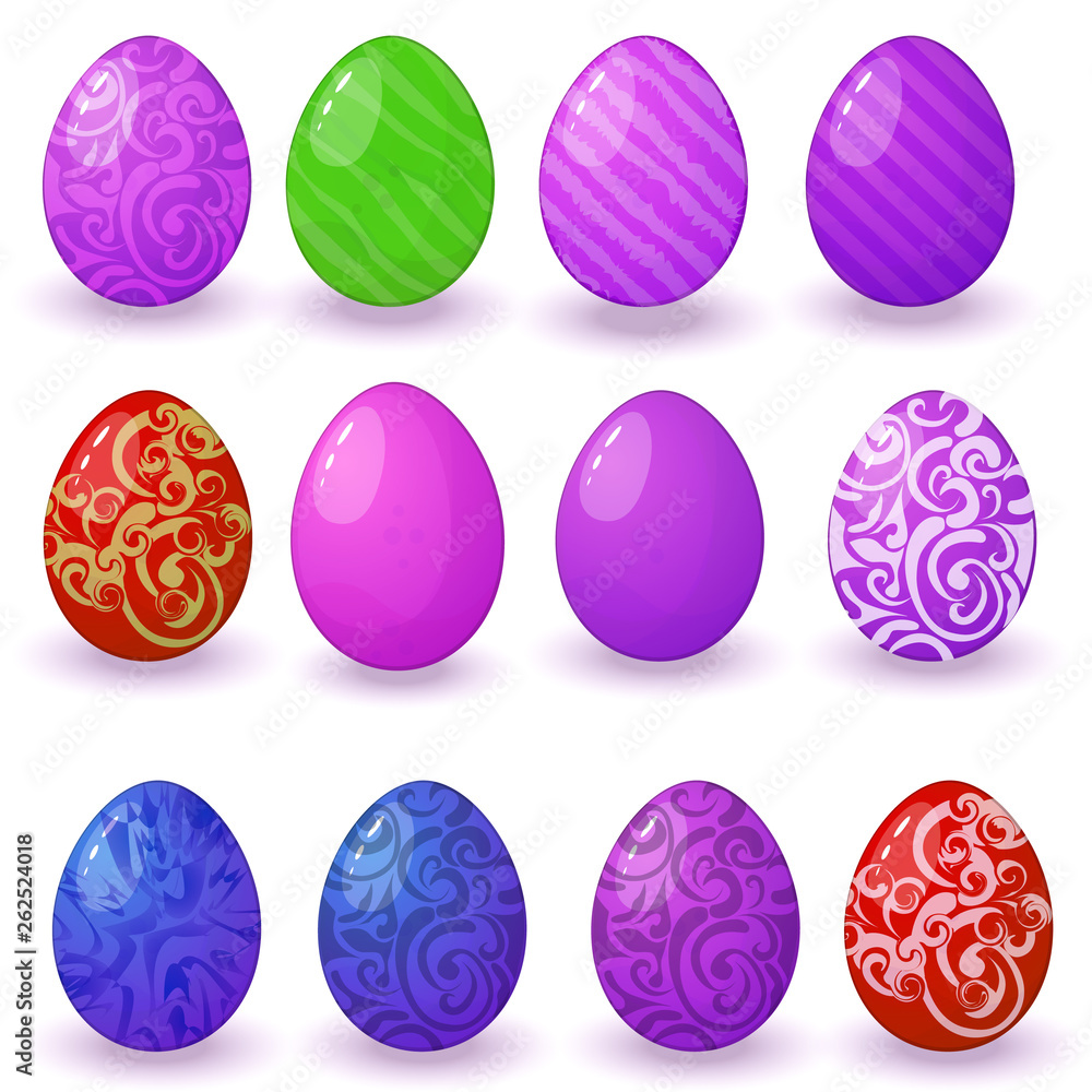 Easter eggs colorful set isolated on white Easter eggs colorful set isolated on white