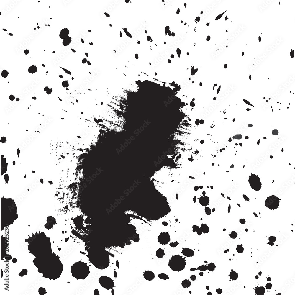 Black drops of paint and stains, ink blots and watercolor. Vector ink texture. Abstract ink background Black drops of paint and stains, ink blots and watercolor. Vector ink texture. Abstract ink background