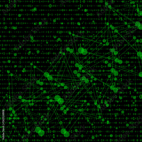 Abstract Matrix Background. Binary Computer Code. Coding. Hacker concept. Vector Background Illustration.