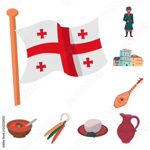 Vector design of Caucasus and traditions logo. Set of Caucasus and attributes stock symbol for web.