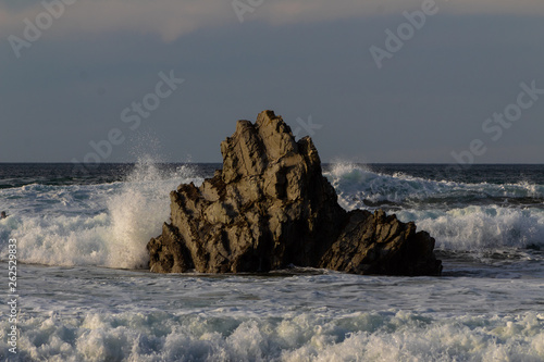 Close-ups of one of the rocks Atxabiribil beach of Sopelana e Vizcaya.