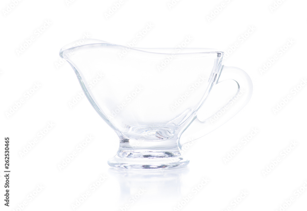 Glass sauceboat utensil on white background isolation Glass sauceboat utensil on white background isolation