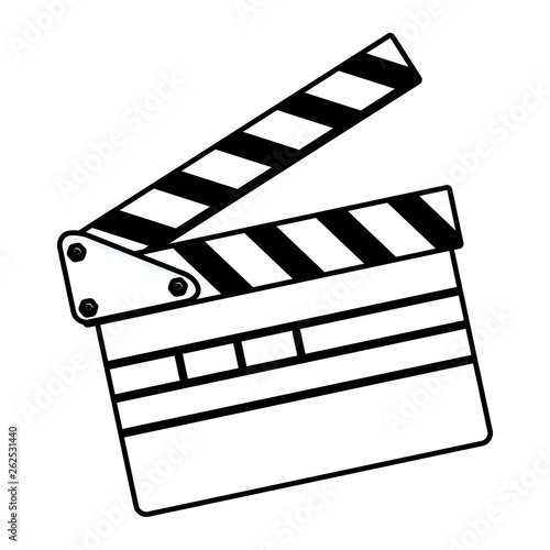 movie clapper board black and white