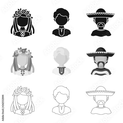 Vector design of imitator and resident sign. Set of imitator and culture vector icon for stock.