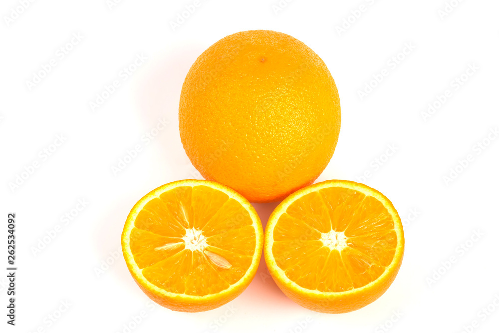 orange fruit on white background. Full depth of field